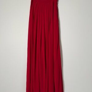 Vibrant Red Pleated Maxi Skirt for Cocktail Events